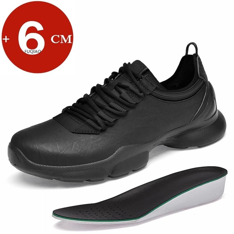 

Men Real Cowhide Elevator Shoes 6cm Inner Height Boost Casual Sneakers Soft Comfortable Trainers Fashion Hidden Lift Footwear 38