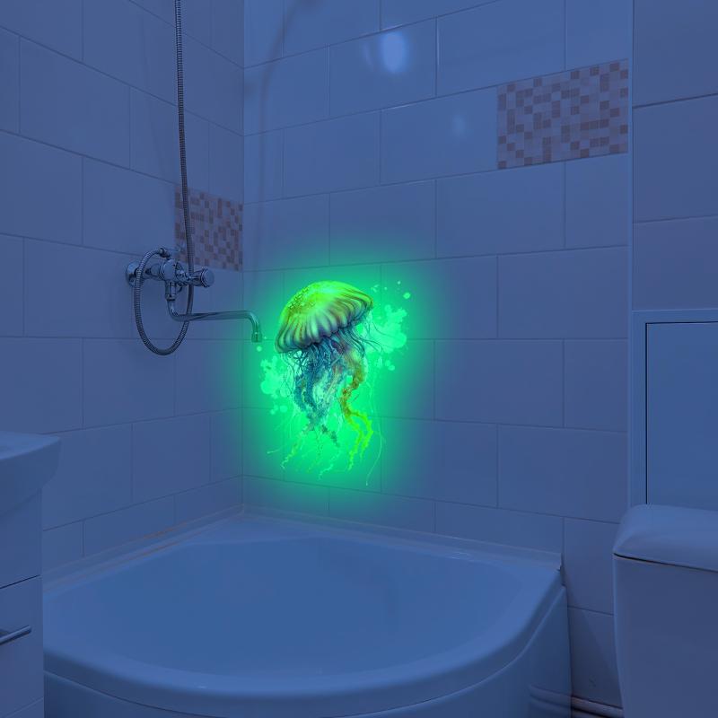 Marine Animals Creative Self-adhesive Wall Decal For Bathroom Waterproof Luminous Decals Home Decor Luminous Toilet Sticker