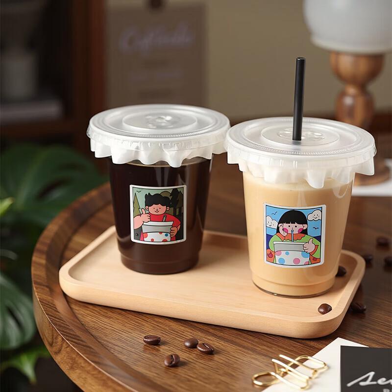 CLITON Disposable Transparent Plastic Cups with Lids