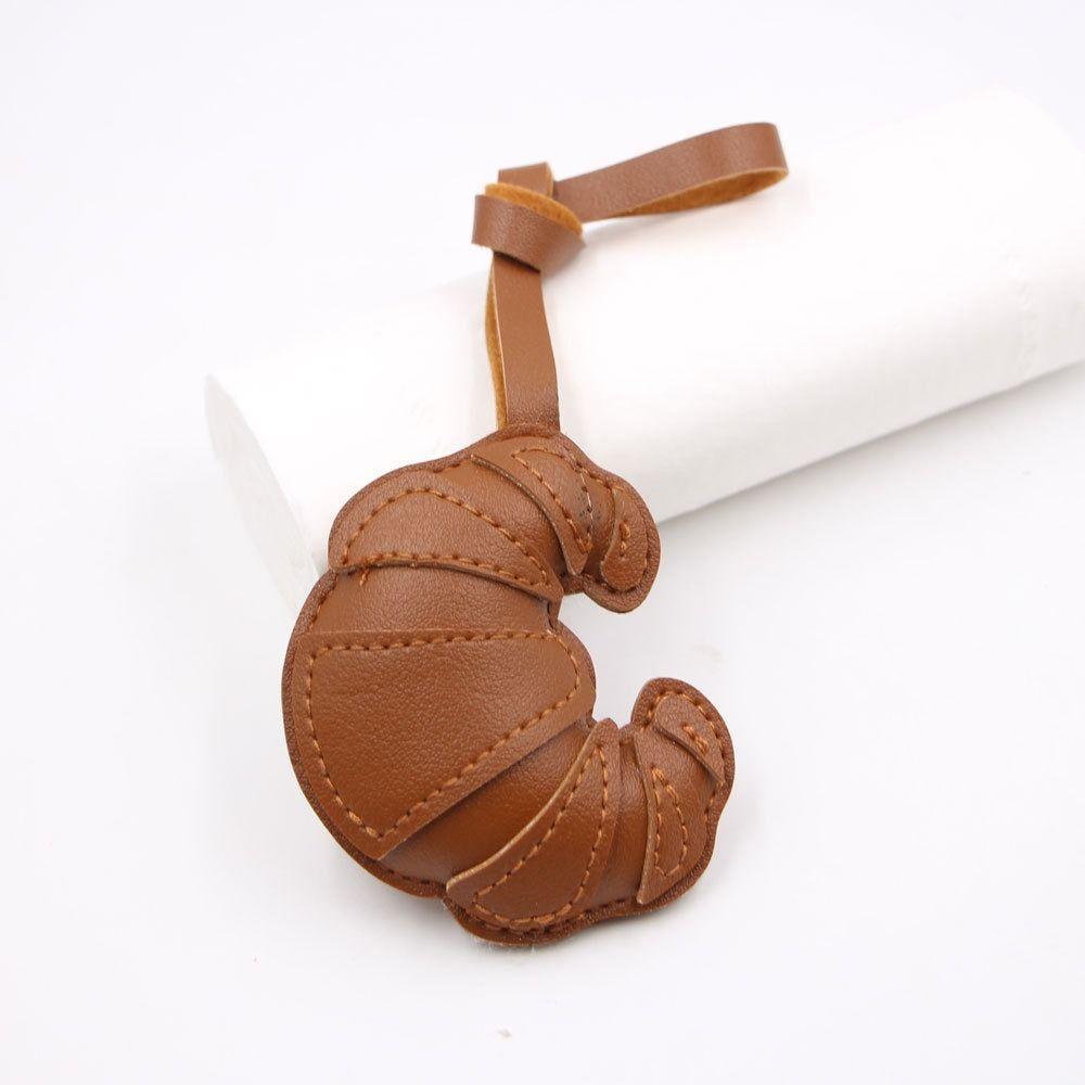 Car Keyring Croissant Keychain PU Leather Bag Pendant Multi-color PU Leather Hanger  Car Accessory