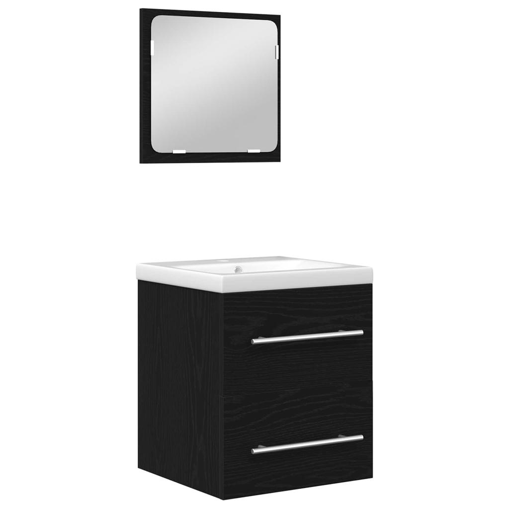 Bathroom Furniture Set 2 Pcs Black Oak Effect Particleboard