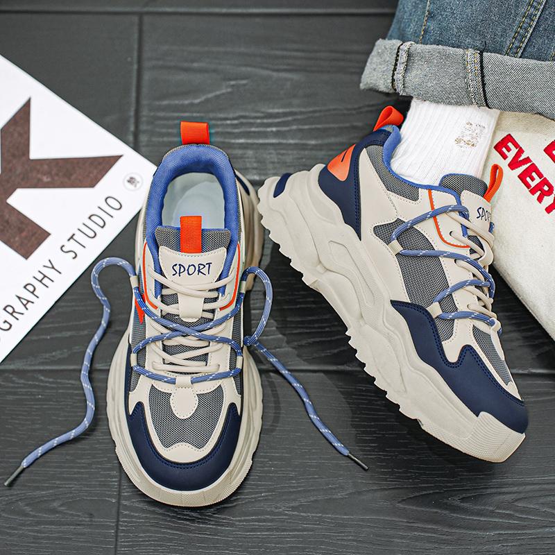 Men's Shoes Fashion Korean Thick Bottom Plate Shoes Outdoor Non-slip Lightweight Comfortable Shock-absorbing Sneakers Casual Breathable Running Shoes