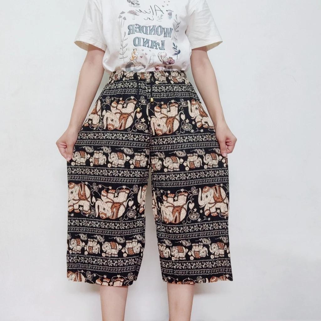Elefant Korte Bukser Justerbar Elastisk Midje Stropp Unisex Kvinner Menn Trykk Thailand Casual Streetwear Strand Sommer Boho Bohemsk Retro Vintage