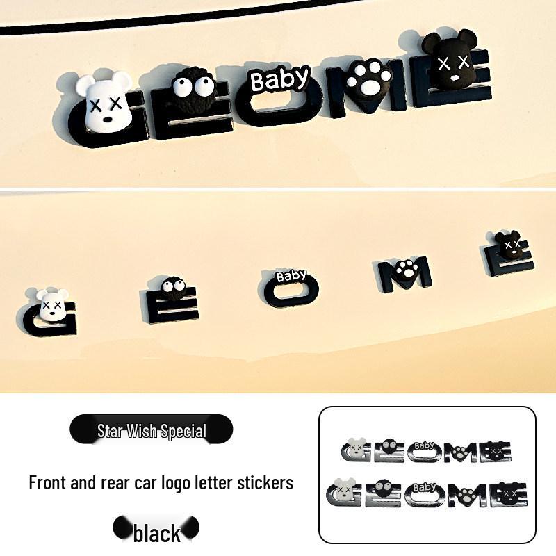 Geely Xingyuan Black Warrior Car Logo Letter Stickers Set for Interior Decoration