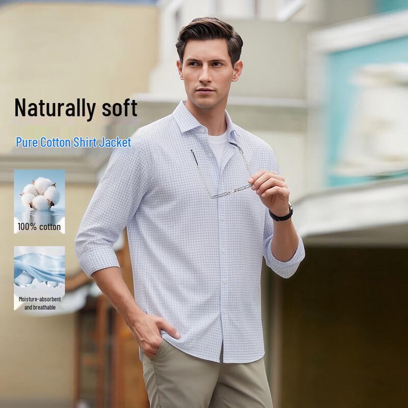 POLOMEISDO Men s Long Sleeve Casual Business Shirt 185/108A