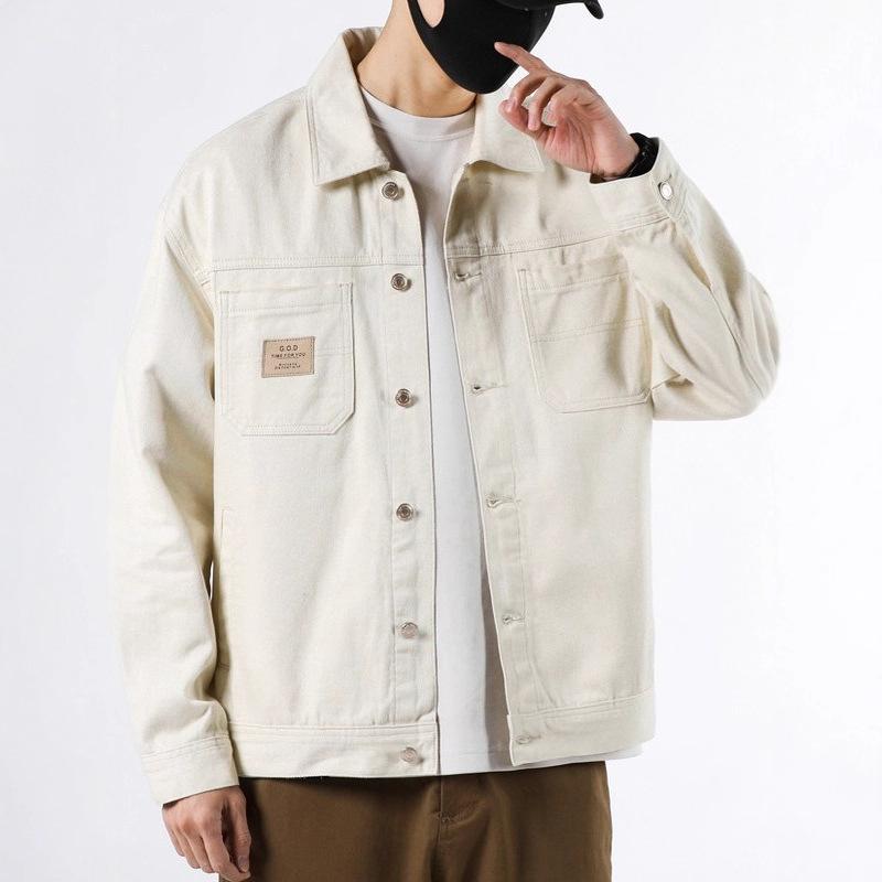 Men's Off White Denim Trucker Jacket Casual Streetwear Outerwear