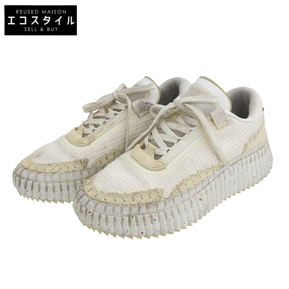CHLOE NAMA sneakers, women's, white, size 38 shoes white fabricUsed