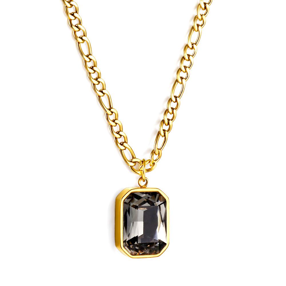 Ins Titanium Steel Colored Diamond Necklace Light Luxury Personality Collarbone Chain Qixi Festival Gift