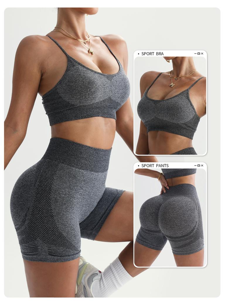 JYL Seamless Yoga Set Camisole Hip Lifting Shorts