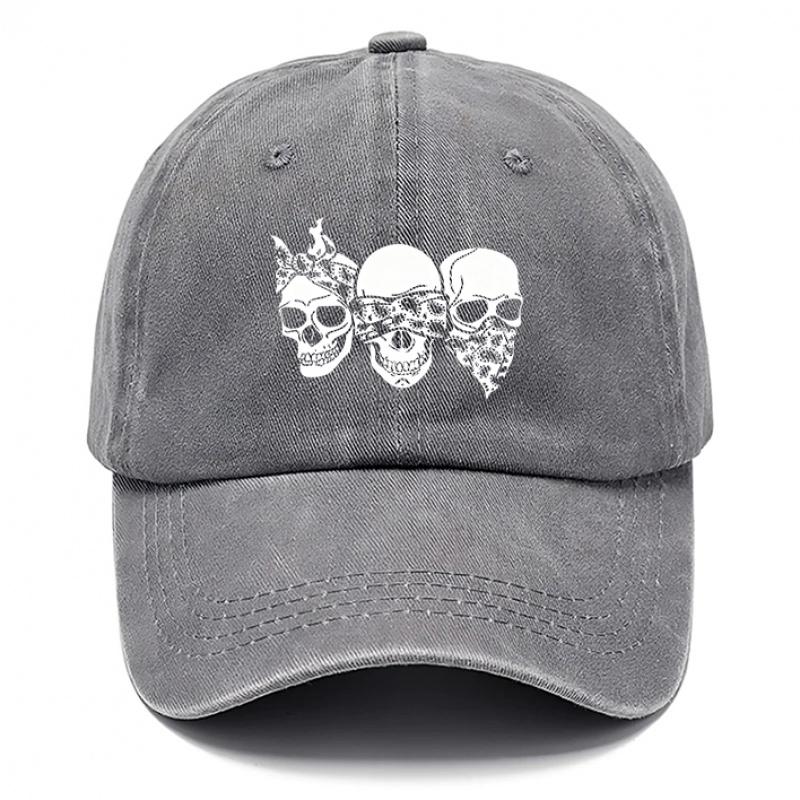 Gothic Skull for Men Women Adjustable Hook Loop Baseball Hat with Skull Breathable Outdoor Dad Hat Suitable for Beach Ca