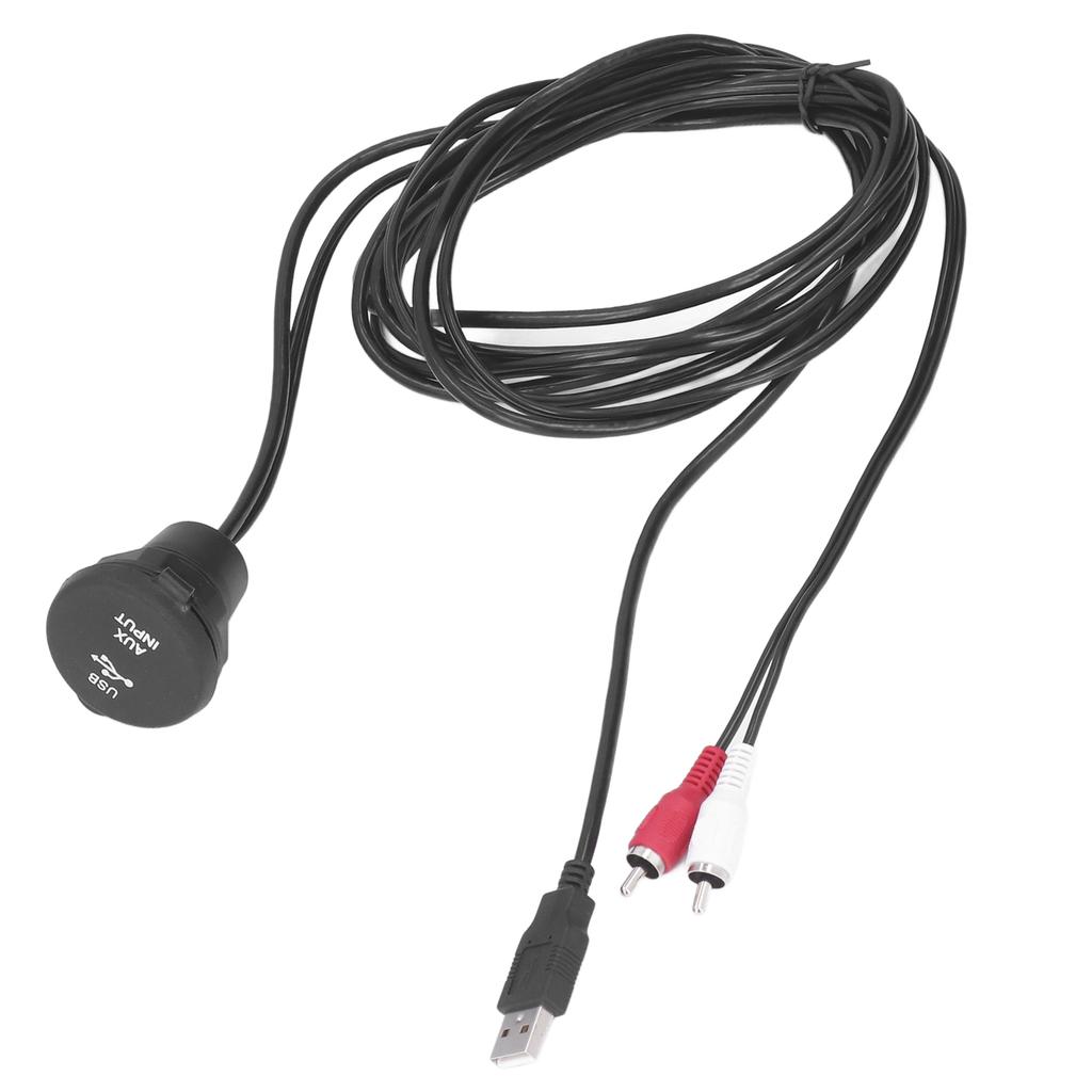 6ft Flush Mount Cable Kit USB3.0 Male to Female 2 RCA to 3.5mm Female for Motorcycles Cars Dashboard