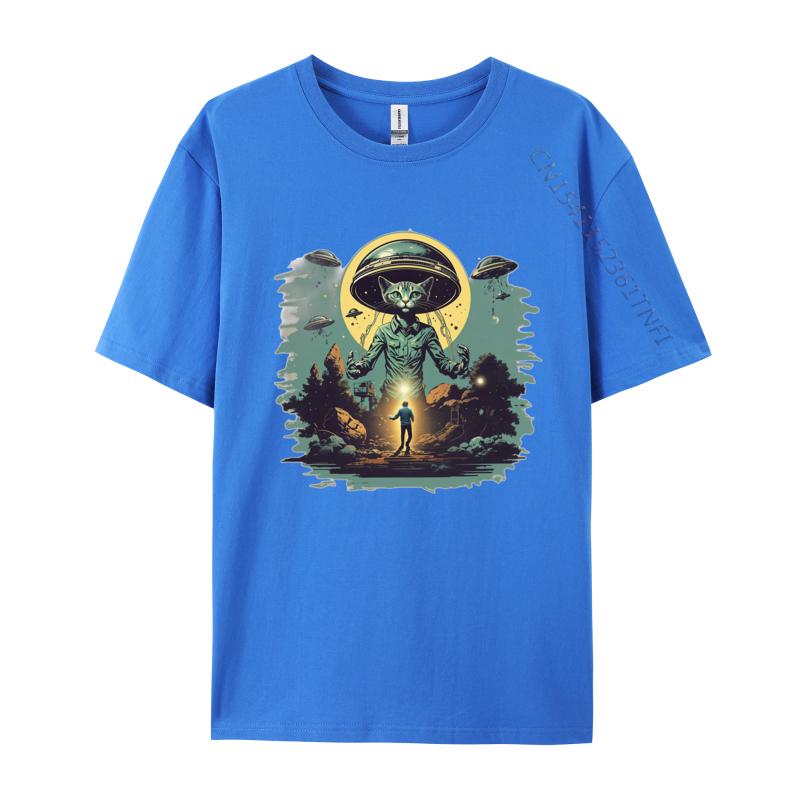 Alien Landing Tshirt Six Flying Saucers Invasion Top Tshirts Tops Shirts Fashionable Graphic T Shirts Men Cotton
