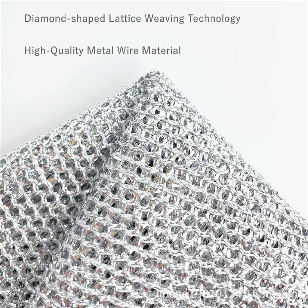 10pcs Magic Dishcloth Silver Wire Cleaning Kitchen Cloth Thickened Microfiber Wash Towel Built-in Sponge Steel Wire Ball Rag