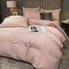High End Skin Friendly Bedding Set Queen Luxury Embroidery Duvet Cover Set with Flat Sheet Simple Durable King Size Bedding Sets
