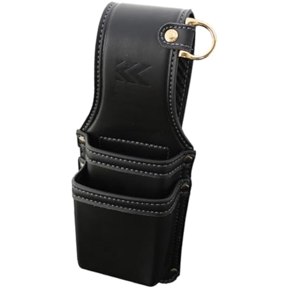 Fujiya (Fujiya) Crimp 2-Tier Holder, Black Gold, Light PU Leather Series, AH-12BG