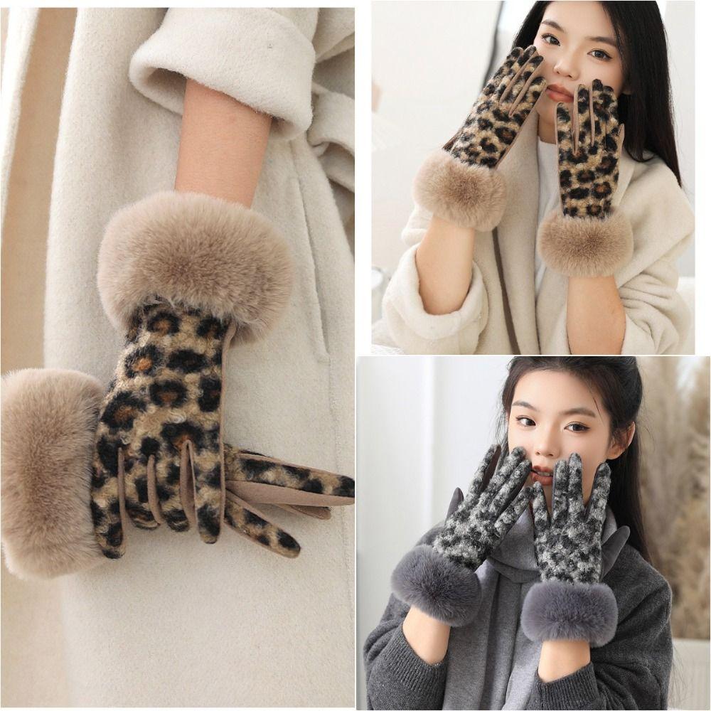 Touch Screen Leopard Print Gloves Keep Warm Winter Gloves Fashion Women's Gloves Winter