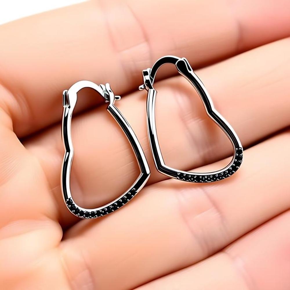 Black Awn Schwarze Schmuck-Creolen in Herzform für Damen