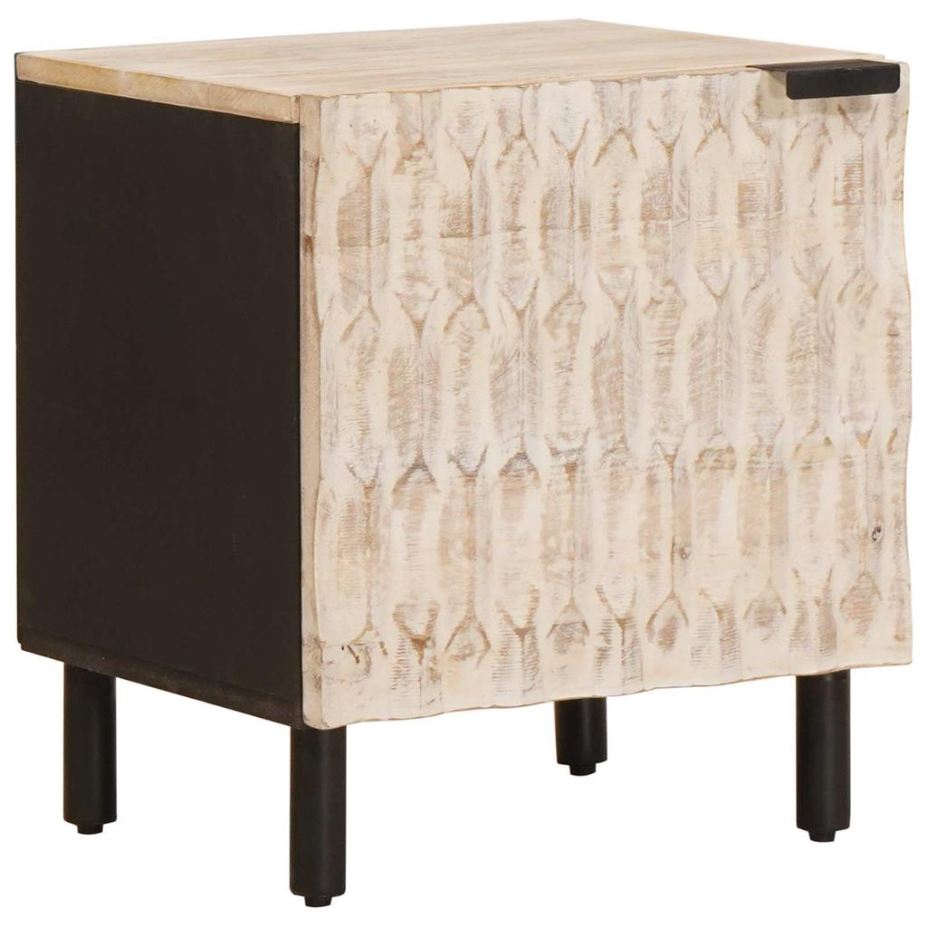 Nightstand 2 Pcs. White 40 X 33 X 46 Cm Solid Mango Wood
