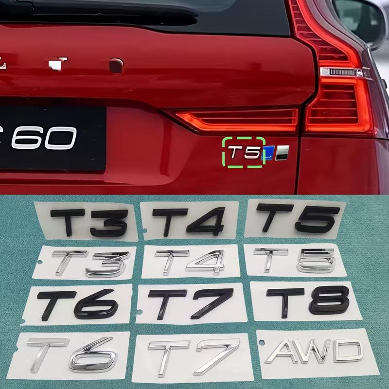 3D Chrom ABS T0/T3/T4/T5/T6/T7/T8/V8 AWD Schriftzug Emblem Kofferraumplakette Für XC40 XC60 XC70 XC90