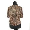 Itariya Zip-Up Short Sleeve Jacket Top Women 9 Orange Black Leopard