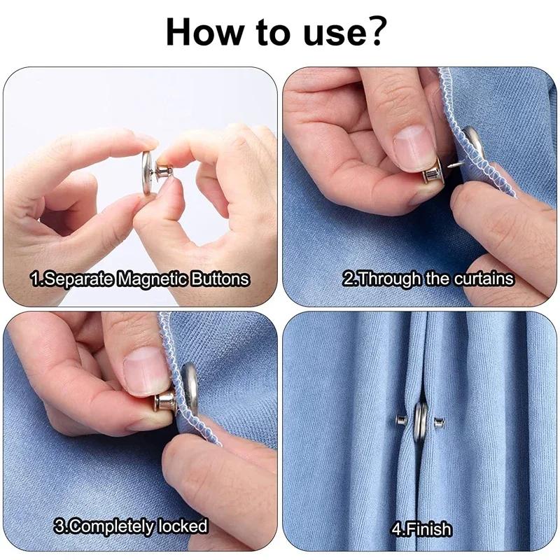 Metal Magnetic Curtain Button Holder Detachable Window Screen Close Magnet Buckle Lightproof Room Curtain Closure Clip