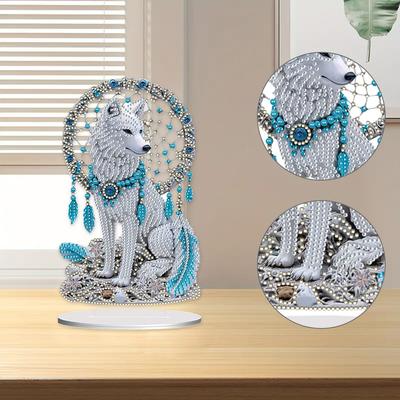 Décor Dreamcatcher Loup Plat 2D Kits d'Art Diamanté DIY pour Bureau Ornement Artisanat Peinture Diamant Forme Spéciale Animal pour la Maison