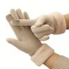 1 PAIR Ladies Winter Touch Gloves with Plush Lining, Thick Thermal Gloves, Durable Polyester