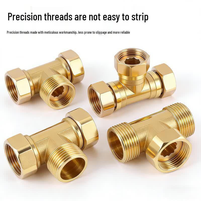 Brass 3-Way Splitter Pipe Connector