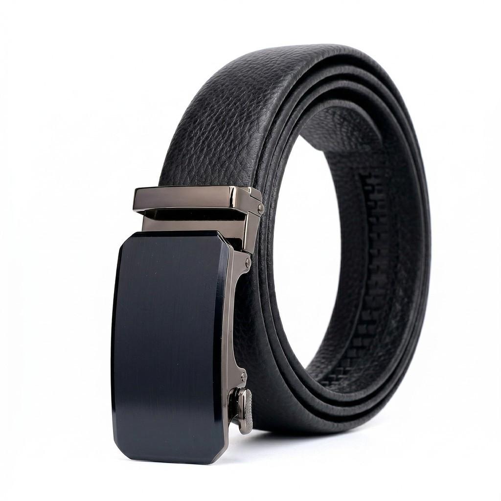 Men s Premium Cowhide Leather Belt with Automatic Buckle - Bark Texture, Suitable for Casual Wear 120 cm