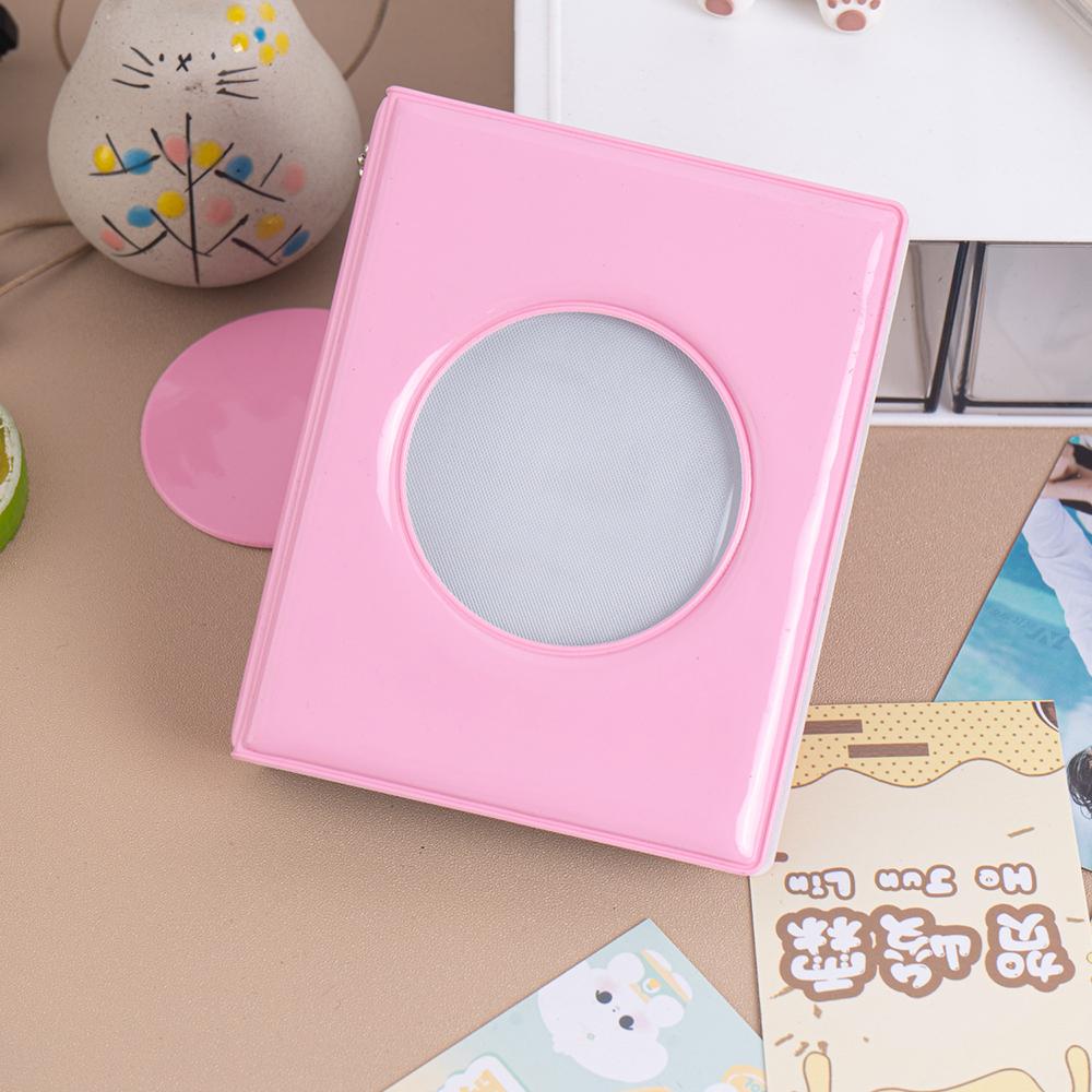 

3-дюймовый однотонный фотоальбом с 32 карманами, держатель для фотокарт, корейский альбом InsBinder, круглый полый идол, погоня за звездой, коллекционная книга