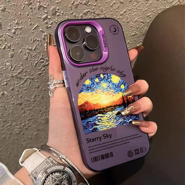 Van Gogh Oil Painting Matte Laser Phone 16 14 15 For iPhone 13 12 11 Pro Max Cover Case Funda
