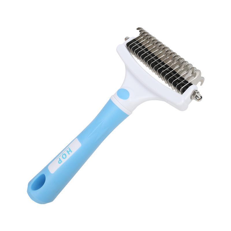 Blue and White Series Pet Grooming Comb Set: Detangling Knife, Fluffy Comb, Button Comb