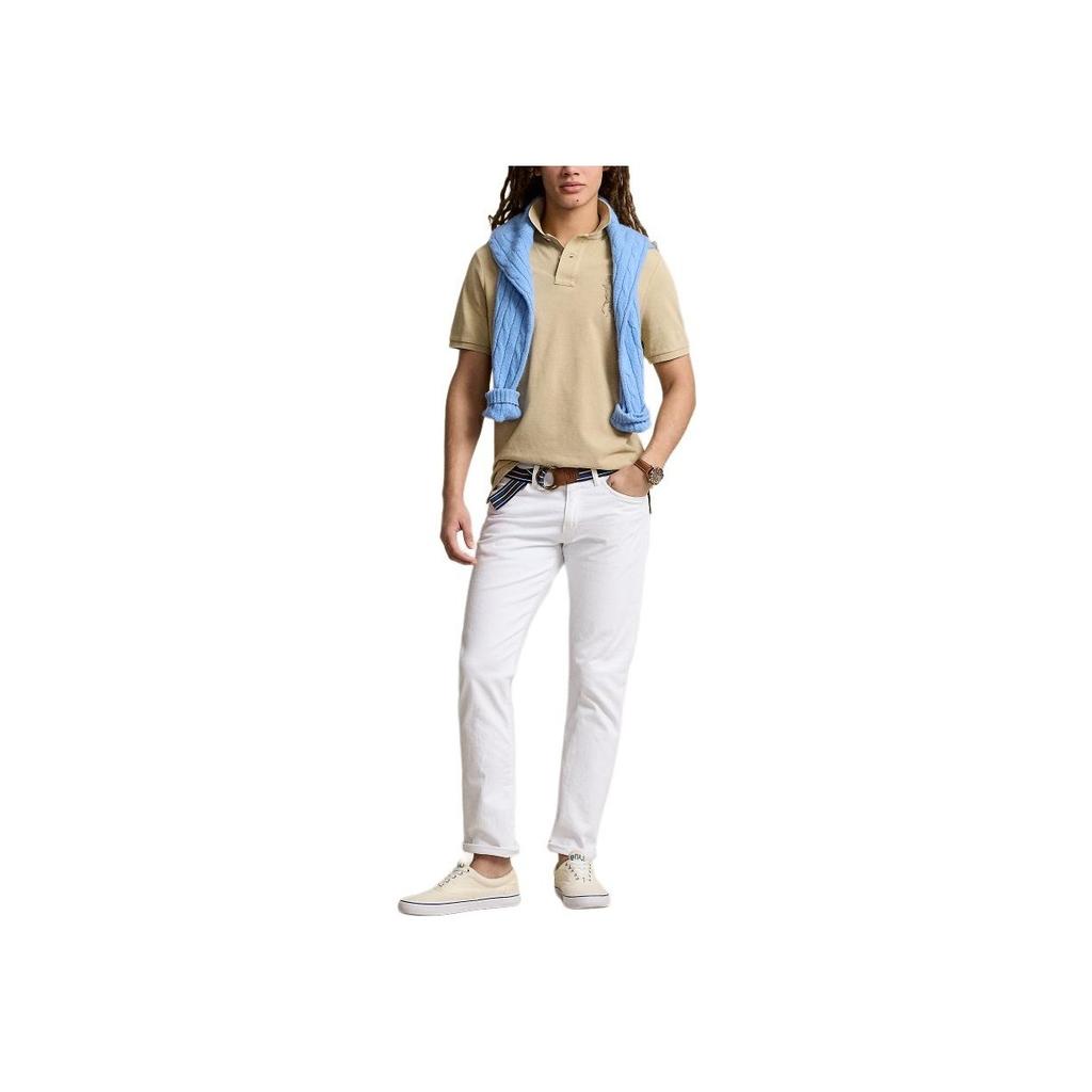 Polo Ralph Lauren Solid Logo Embroidered Casual Short Sleeve Polo Shirt Men tops Beach-Beige MNPOKNI1N822752-250