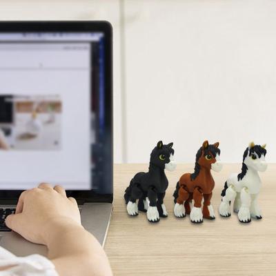 3D Printed Horse Figurine Movable Joints Pony Statue Stress Relief Fidget Toy Educational Animal Model Desktop Decoration Ornament