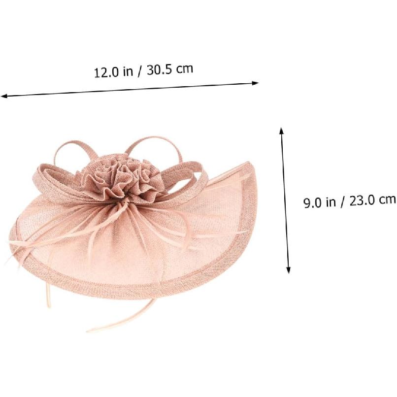 Chapeau Haut-de-forme Fascinator pour Femmes Voile en Maille Coiffe de Mariée Rose Nude Accessoire pour Mariage Thé Party Occasion Spéciale