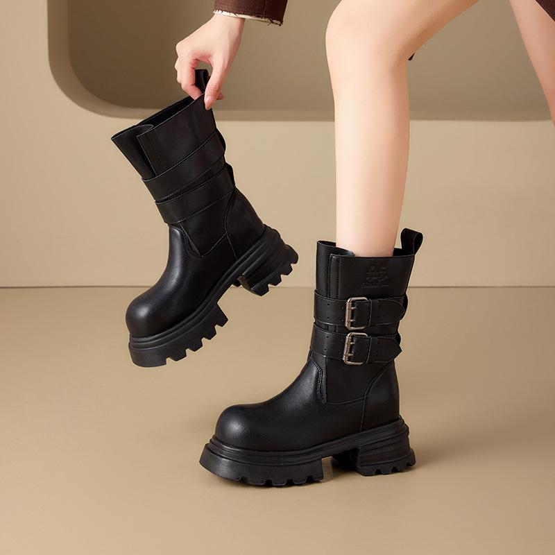 

Tall knight boots women s autumn new belt buckle western cowboy boots versatile fashion boots 34