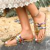 Women's Color Block Flat Slide Sandals, Square Toe Patent Leather Comfort One-Strap Slippers for Women