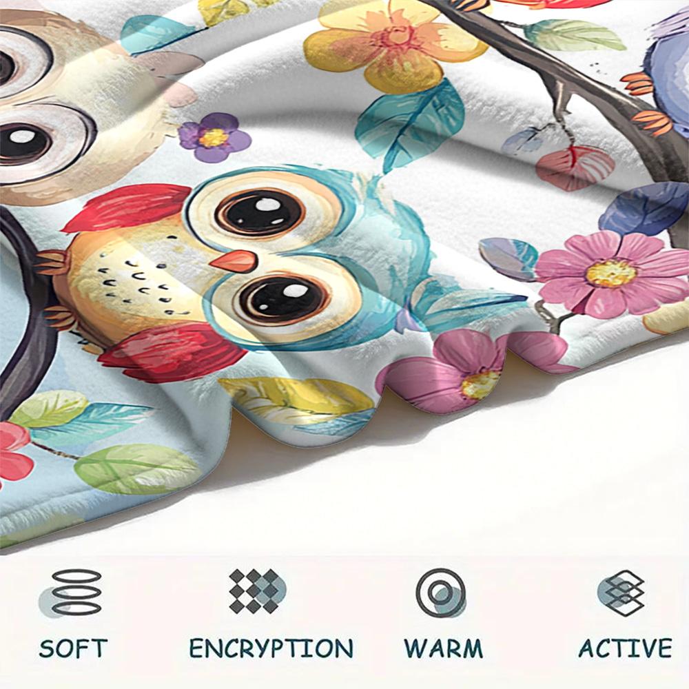 Flanelová deka s potiskem soviček, Vysoce kvalitní, Pohodlná pro všechna roční období, Domácí dekorace, Teplo a pohodlí, Perfektní jako vánoční dárky