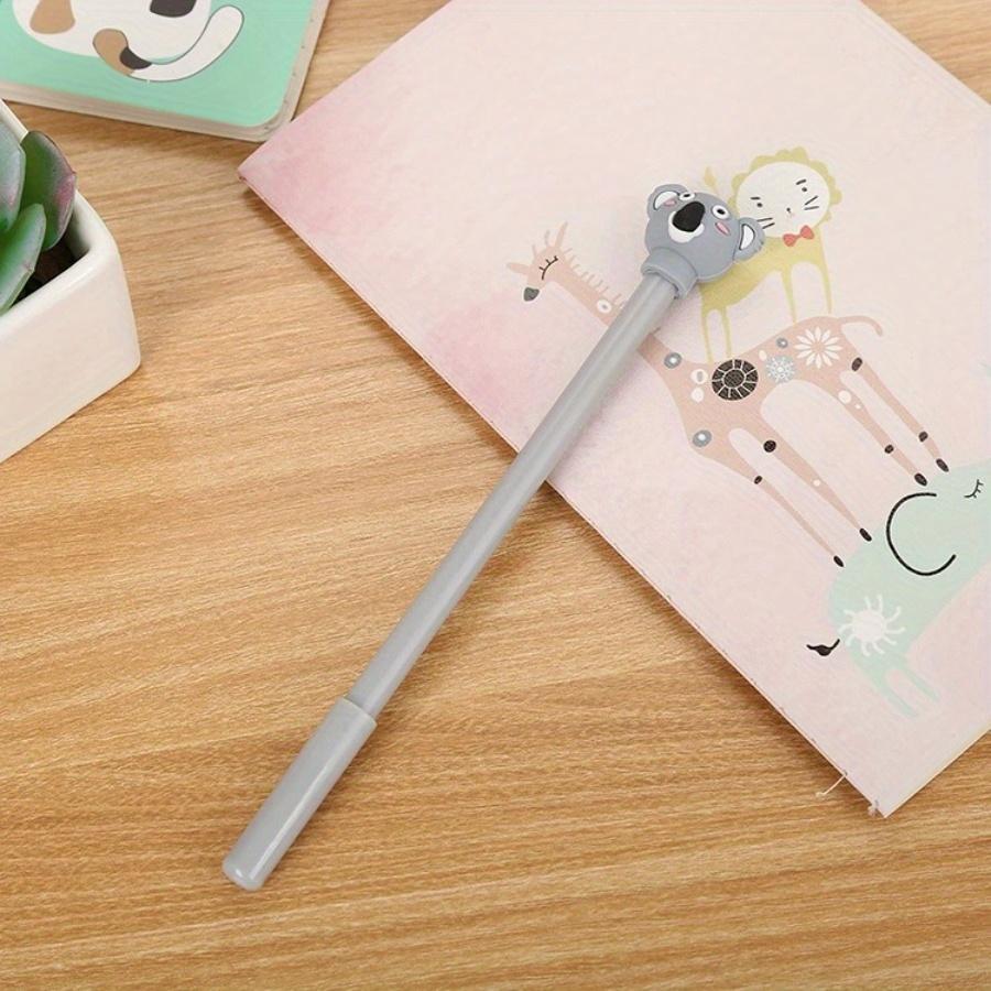12Pcs 0.5mm Creative Cartoon Koala Gel Pen, Random Style Cute Learning Stationery Silicone Head Water-based Pen Office Signature Pen School Season.