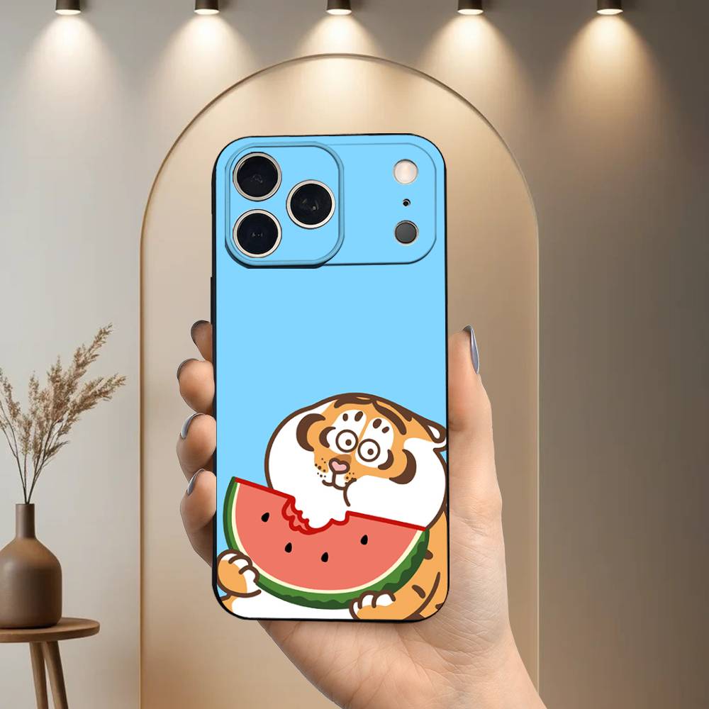 

Cute Tiger Funny Phone Case For iPhone 17,16,15,14,13,12,11 Plus,Pro Max,XS,X,XR,SE,Mini,8,7,Soft Silicone Black Cover iPhone16se4