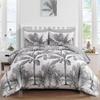 Palm Leaves Comforter Cover Duvet Cover Tropical Leaves Bedding Set Quilt Cover for Men Women, White 3 Pcs Queen King Size
