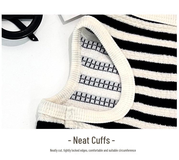 Spring & Autumn Cotton Striped Dog Vest - Comfortable Leash-Pulling Outfit for Teddy, Bichon, Small & Medium Dogs