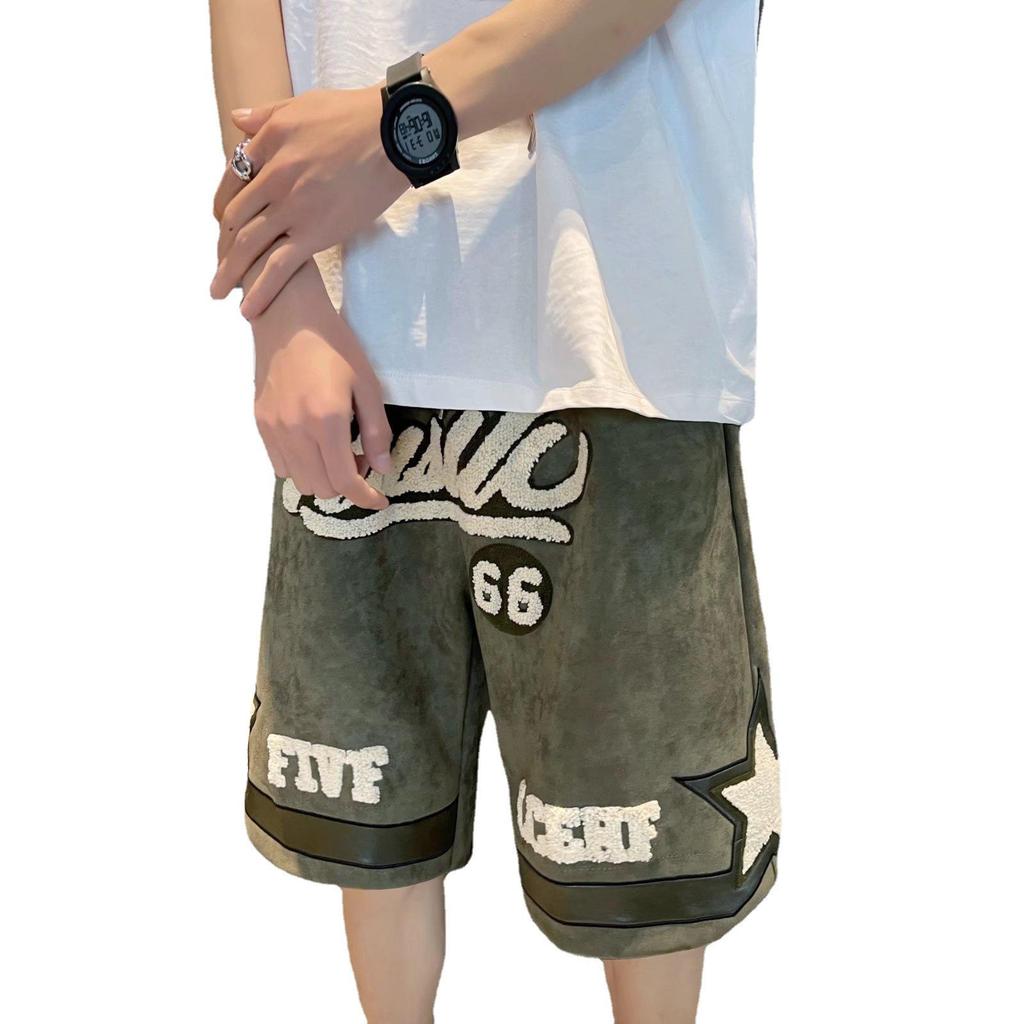 Men's Trendy Embroidered Summer Shorts - Hip-Hop, Retro, Japanese, & Hong Kong Styles