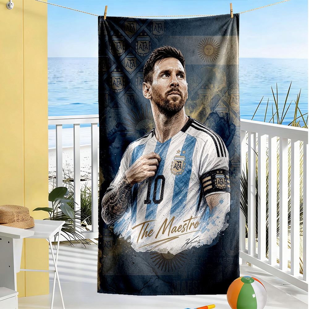 Messi Strandlaken Hoge Absorptie & Sneldrogend Comfortabel Lichtgewicht Geschikt voor Zwemmen, Sportschool, Kamperen, Yoga Vakantie