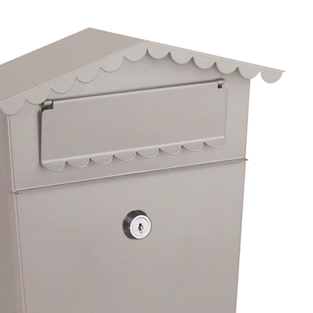 Metal Vintage Mailbox Wall Mount Mail Secure Lockable Mail Box with 2 Keys Home Office Front Door Collection Boxes