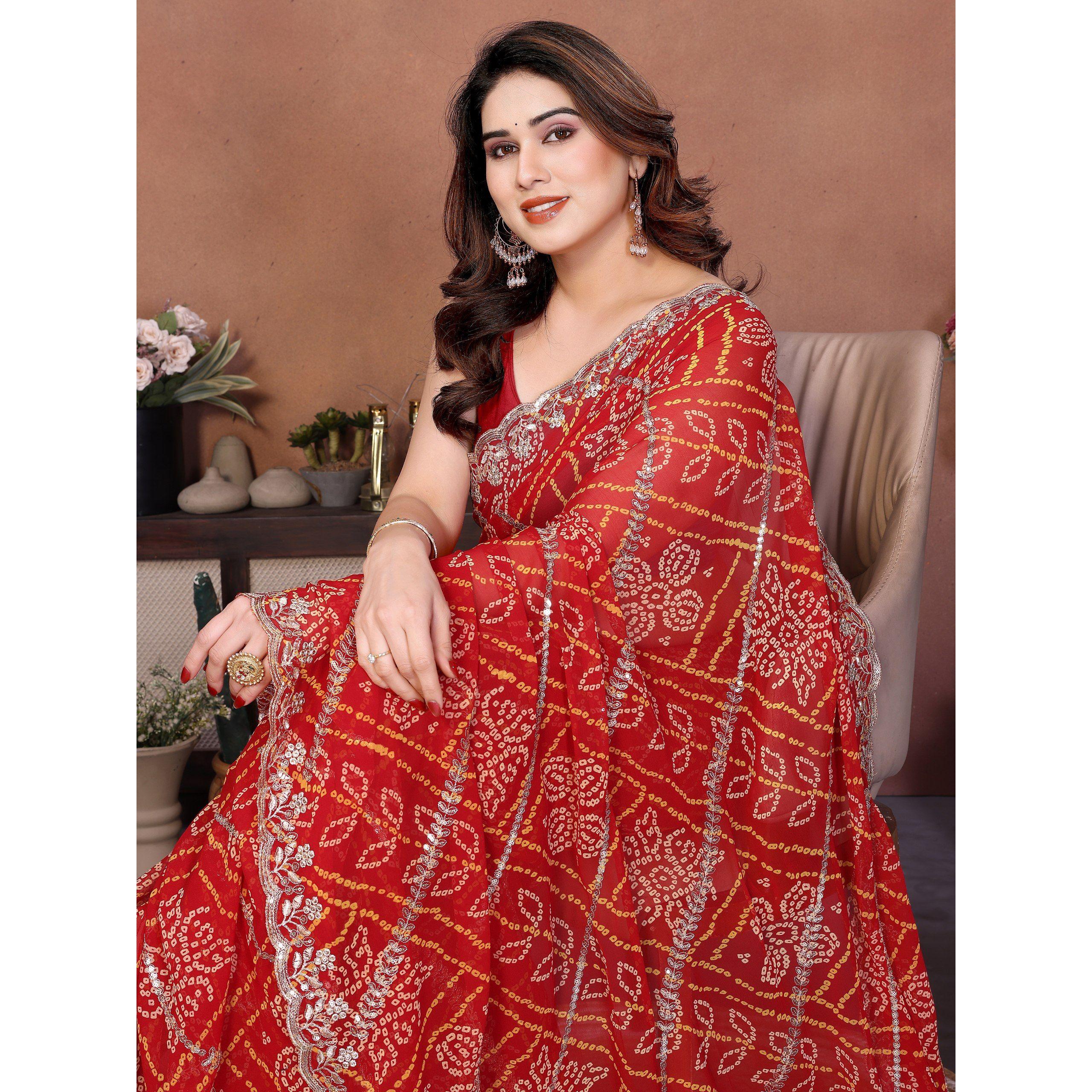New Arrival Party Wear Bandhej Saree