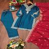 Luxurious Teal Embroidered Kurta Set