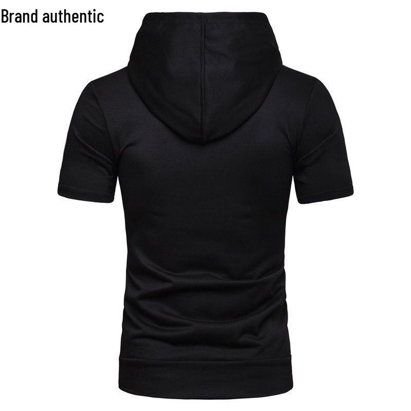 Men's Short Sleeve Slim Fit Hooded Cardigan Tee