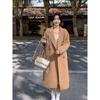 Solid Color Woolen Coat Mid-length Women's Autumn and Winter All-match Internet Celebrity Thickened Hong Kong-style Loose Woolen Coat