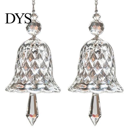 Indoor Home Hanging Decor Faux Crystal Bell Suncatcher, Glass Prism Wind Chime Ornament, Clear Garden Ornament for Trees Christmas Tree Rainbow Maker